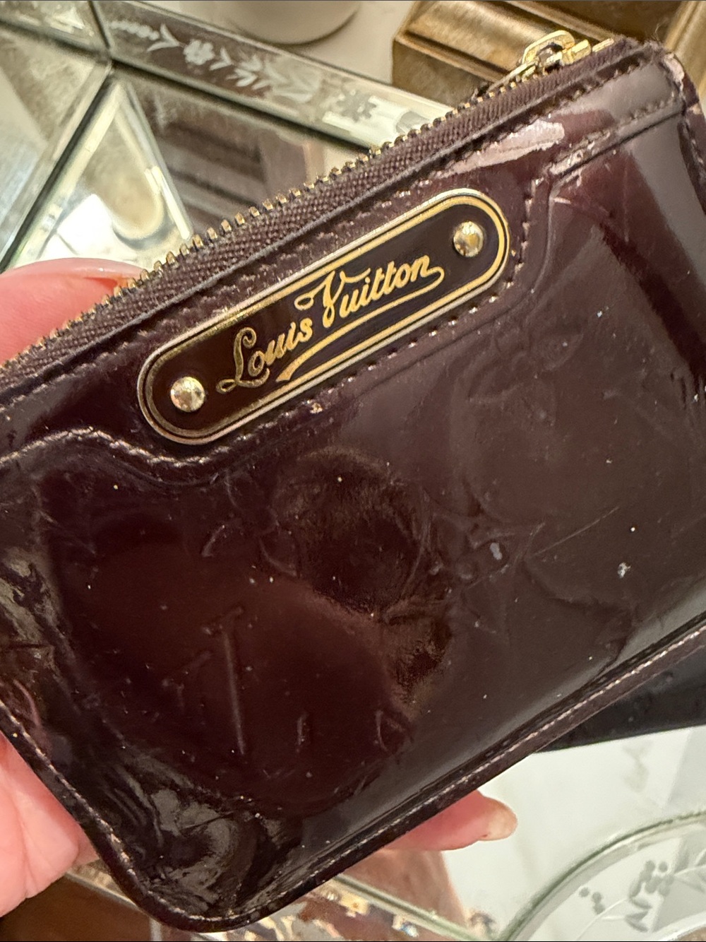 Louis Vuitton Vernis Patent Leather Mini Wristlet in Deep Plum and clutch wallet - Picture 5 of 10